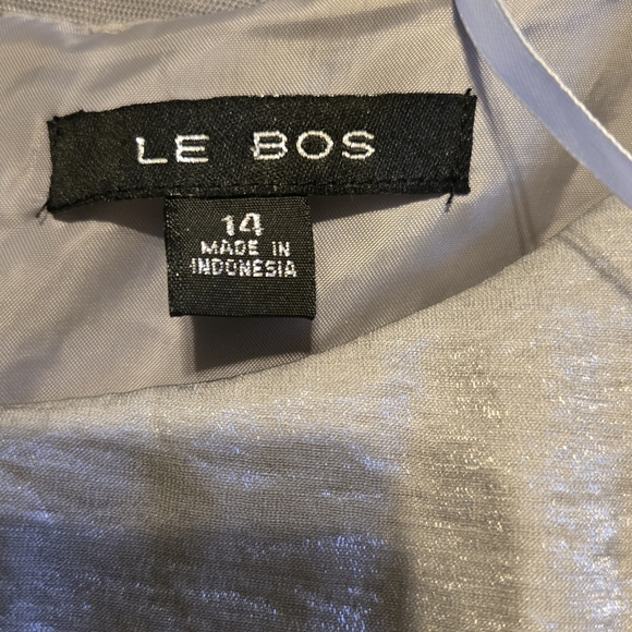 BOGO Le Bos Elegant Silver Gray Sleeveless Dress with Floral Accent Size 14  I7 - Picture 9 of 11
